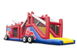 Buy a unique 17 meter wide obstacle course in the fire brigade theme with 7 game elements and colorful objects for kids. Order inflatable obstacle courses now online at JB Inflatables UK