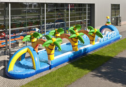 Spectacular inflatable beach belly slide 18 meters long with an extra wide track for children. Buy inflatable belly slides now online at JB Inflatables UK