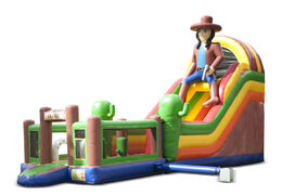 The inflatable slide in beach theme with a splash pool, impressive 3D object, fresh colors and the 3D obstacles for kids. Buy inflatable slides now online at JB Inflatables UK