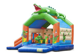 Buy an inflatable indoor multiplay multifun bounce house with slide in a crocodile theme for children. Order inflatable bounce houses online at JB Inflatables UK