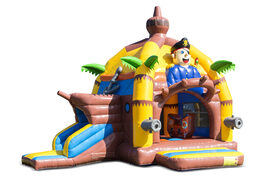 Buy inflatable indoor multifun super bouncy castle with slide in pirate theme for children. Order bouncy castles online at JB Inflatables UK