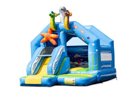 Buy slide combo bouncy castle in seaworld theme for kids. Order inflatable bouncy castles with slide at JB Inflatables UK online