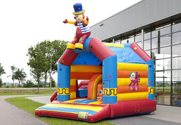 Buy multifun bouncy castle in clown theme with a striking 3D figure on the roof for kids. Order inflatable bouncy castles online at JB Inflatables UK
