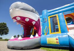 Order medium inflatable shark bouncy castle with slide for kids. Buy inflatable bouncy castles online at JB Inflatables UK