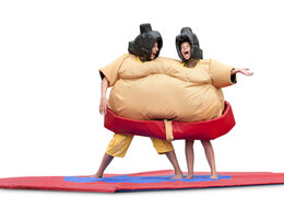 Buy inflatable twin sumo suits for kids. Order bounce houses now online at JB Inflatables America