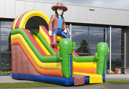 Beach themed inflatable slide with a splash pool, impressive 3D object, fresh colors and the 3D obstacles for kids. Order inflatable slides now online at JB Inflatables UK