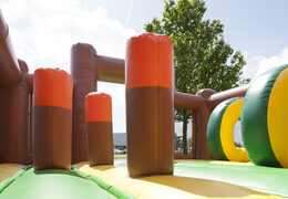 Gorilla-themed inflatable slide with a splash pool, impressive 3D object, fresh colors and the 3D obstacle for children. Order inflatable slides now online at JB Inflatables UK