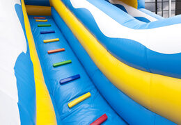 Inflatable slide with a clownfish theme with a splash pool, impressive 3D object, fresh colors and the 3D obstacle for children. Order inflatable slides now online at JB Inflatables UK