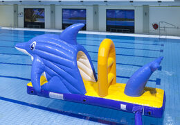 Buy an inflatable airtight swimming pool slide in a dolphin theme for both young and old. Order inflatable pool games now online at JB Inflatables America