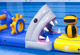 Order unique inflatable mega run swimming pool in shark theme for both young and old. Buy inflatable water attractions online now at JB Inflatables America