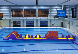 Buy a unique inflatable 17 meter long adventure mega run XL assault course with various exciting objects for both young and old. Order inflatable pool games now online at JB Inflatables America