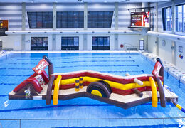 Get airtight double inflatable Zig Zag pirate pool assault course for both young and old. Order inflatable obstacle courses online now at JB Inflatables America