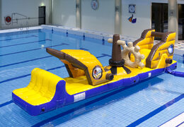 Inflatable pirate ship run obstacle course with fun objects for both young and old. Order inflatable obstacle courses online now at JB Inflatables America