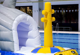 Storm track shark run 13 meters in unique design with funny 3D objects and no less than 2 slides for both young and old. Buy inflatable pool obstacle courses online now at JB Inflatables America