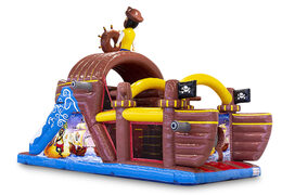 Pirate boat 9m inflatable obstacle course for kids. Order inflatable obstacle courses now online at JB Inflatables UK