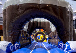 Cool pirate themed play island with a vine, climbing tower, round slide and obstacles for both young and old. Order inflatable pool games now online at JB Inflatables America