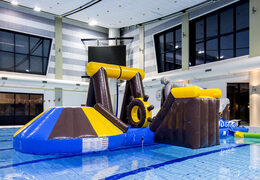 Buy an inflatable airtight pirate play island with a vine, climbing tower, round slide and obstacles for both young and old. Order inflatable pool games now online at JB Inflatables America