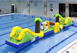 Order 12 meter long inflatable Hawaii run obstacle course with 2 slides for both young and old. Buy inflatable obstacle courses online now at JB Inflatables America