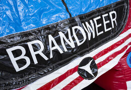 Order medium inflatable fire brigade bouncy castle with slide for children. Buy inflatable bouncy castles online at JB Inflatables UK