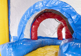 Buy mini inflatable multiplay bouncer in party theme with slide for kids. Order inflatable bouncers online at JB Inflatables UK