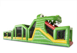 Order an obstacle course 19 meters long in a crocodile theme with appropriate 3D objects for kids. Buy inflatable obstacle courses online now at JB Inflatables UK