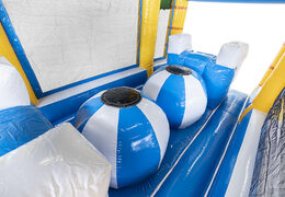 Order modular 19 meter long obstacle course in surf theme with matching 3D objects for children. Buy inflatable obstacle courses online now at JB Inflatables UK
