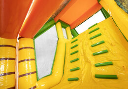 Jungle themed inflatable modular obstacle course with matching 3D objects for children. Buy inflatable obstacle courses online now at JB Inflatables UK