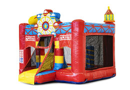 Mini inflatable circus-themed bouncy castle with slide to buy for children. Order inflatable bouncy castles at JB Inflatables UK