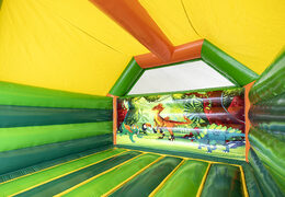 Bespoke World of dinos A Frame Super bouncy castle with unique 3D objects and dino illustrations for various events for sale. Buy custom inflatable promotional bouncers online from JB Inflatables UK now