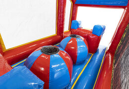 Inflatable modular 19 meter obstacle course in a rollercoaster theme, 3D objects and a double course in different themes for kids. Buy inflatable obstacle courses online now at JB Inflatables UK