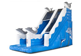 Spectacular dolphin themed inflatable slide with 3D objects for kids. Order inflatable slides now online at JB Inflatables UK