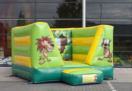 Small open bouncer in green and yellow jungle theme for sale for kids. Buy online bouncers at JB Inflatables UK onlinecers at JB Inflatables online
