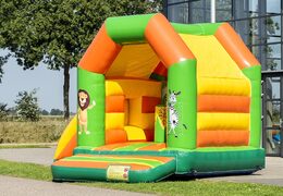 Midi multifun inflatable bouncer with roof for children for sale in jungle theme. Buy bouncers online at JB Inflatables UK 