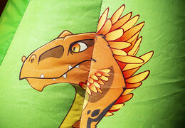 Small inflatable multifun bouncy castle with slide and roof green color dino theme to buy at JB Inflatables UK 