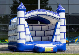 Small bounce house with roof for kids to buy in blue and white castle theme. Buy bounce houses online at JB Inflatables UK 
