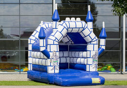 Small bounce house blue white castle theme for sale for kids at JB Inflatables UK online