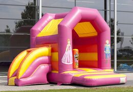 Midi multifun inflatable bouncer with roof for children for sale in princess theme. Buy bouncers online at JB Inflatables UK 