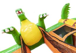 Dinosaur-themed mini multiplay bouncy castle with slide for sale. Buy inflatable bouncy castles with slide for kids online at JB Inflatables UK