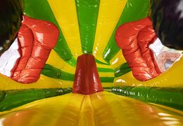 Buy a covered crawl tunnel bouncer in the gorilla theme with obstacles, a climbing slope and a slide for children. Order bouncers online at JB Inflatables UK
