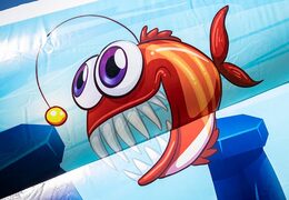 Buy a large inflatable seaworld themed open bubble park for kids. Order inflatable bouncy castles at JB Inflatables UK