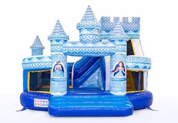 Buy a blue multifunctional Funcity princess bouncy castle with a slide for children. Order bouncy castles online at JB Inflatables UK