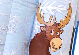 Buy indoor inflatable multiplay blue and white ice-themed bouncy castle with a slide and 3D objects for kids. Order bouncy castles online at JB Inflatables UK