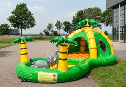 Buy an inflatable half-open play fun bouncy castle in the playzone jungle theme for children. Order bouncy castles online at JB Inflatables UK