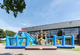 Groot opblaasbaar open speelpark springkussen van 15 meter met glijbaan en spellen bestellen in thema sealife zee voor kinderen