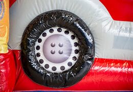 Order large inflatable indoor fire department multiplay bouncer with slide in Lego theme for kids. Buy bouncers online at JB Inflatables UK