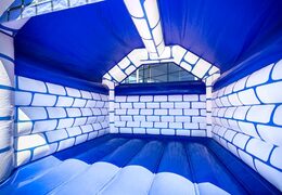 Buy standard blue castle bouncy castles with a knight theme for kids. Buy bouncy castles online at JB Inflatables UK