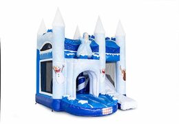 Klein overdekt opblaasbaar multiplay springkasteel met glijbaan kopen in thema Frozen voor kinderen