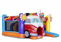 Order inflatable air cushion with slide in Hippy theme with volkswagen van for children