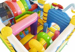 Summer party themed inflatable air cushion with slide for sale for kids