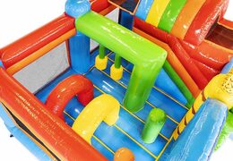 Order inflatable air cushion tropical theme with slides and objects in the cushion for children